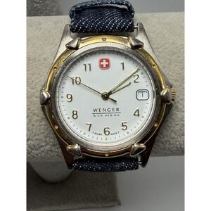 Scratched Wenger S.A.K. Design New Battery Watch 35MM 7.5" Leather Band Swiss